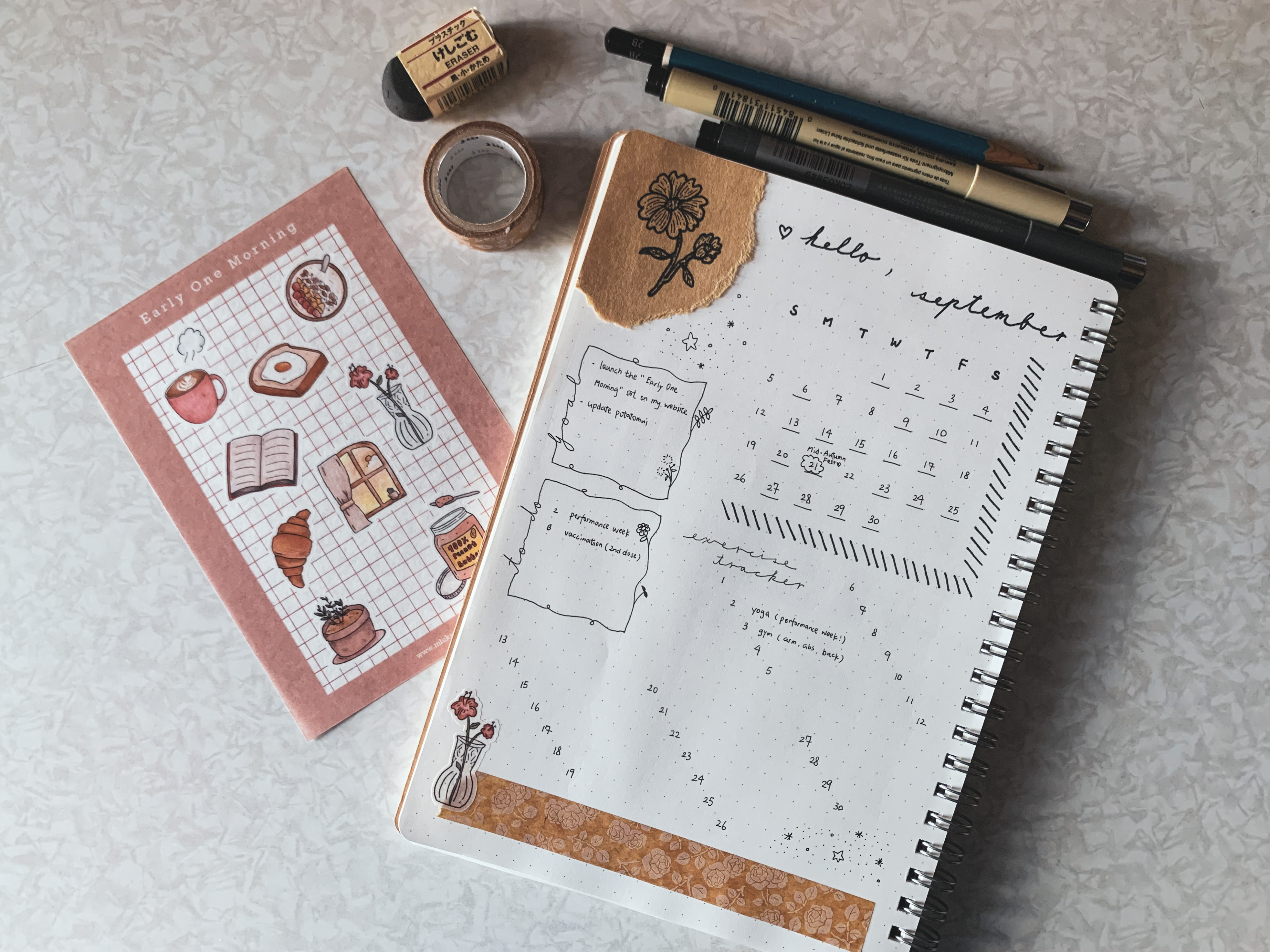 Bullet journal monthly spread ideas #1 - Miranda Luk Arts