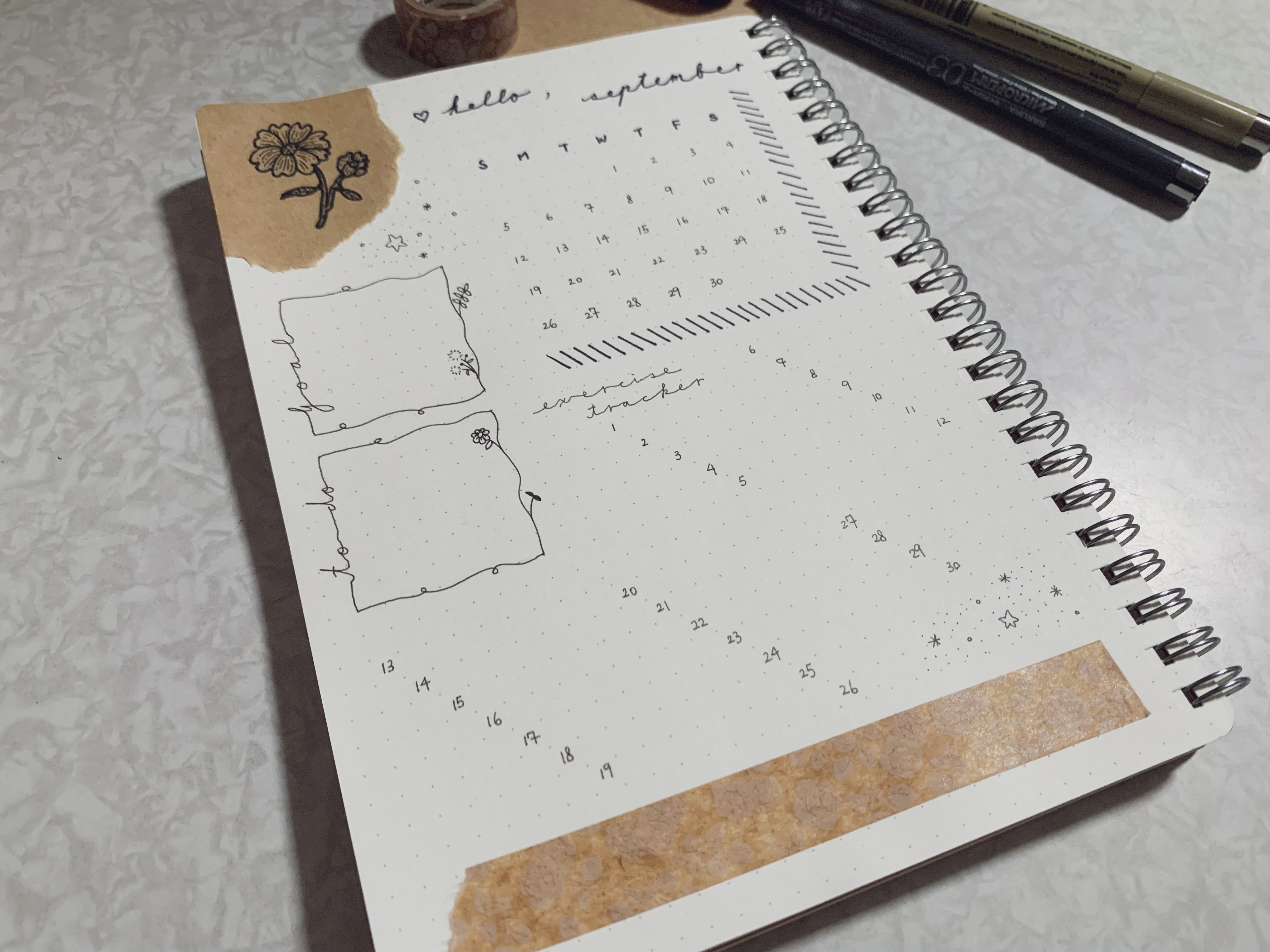 Bullet journal monthly spread ideas #1 - Step 7