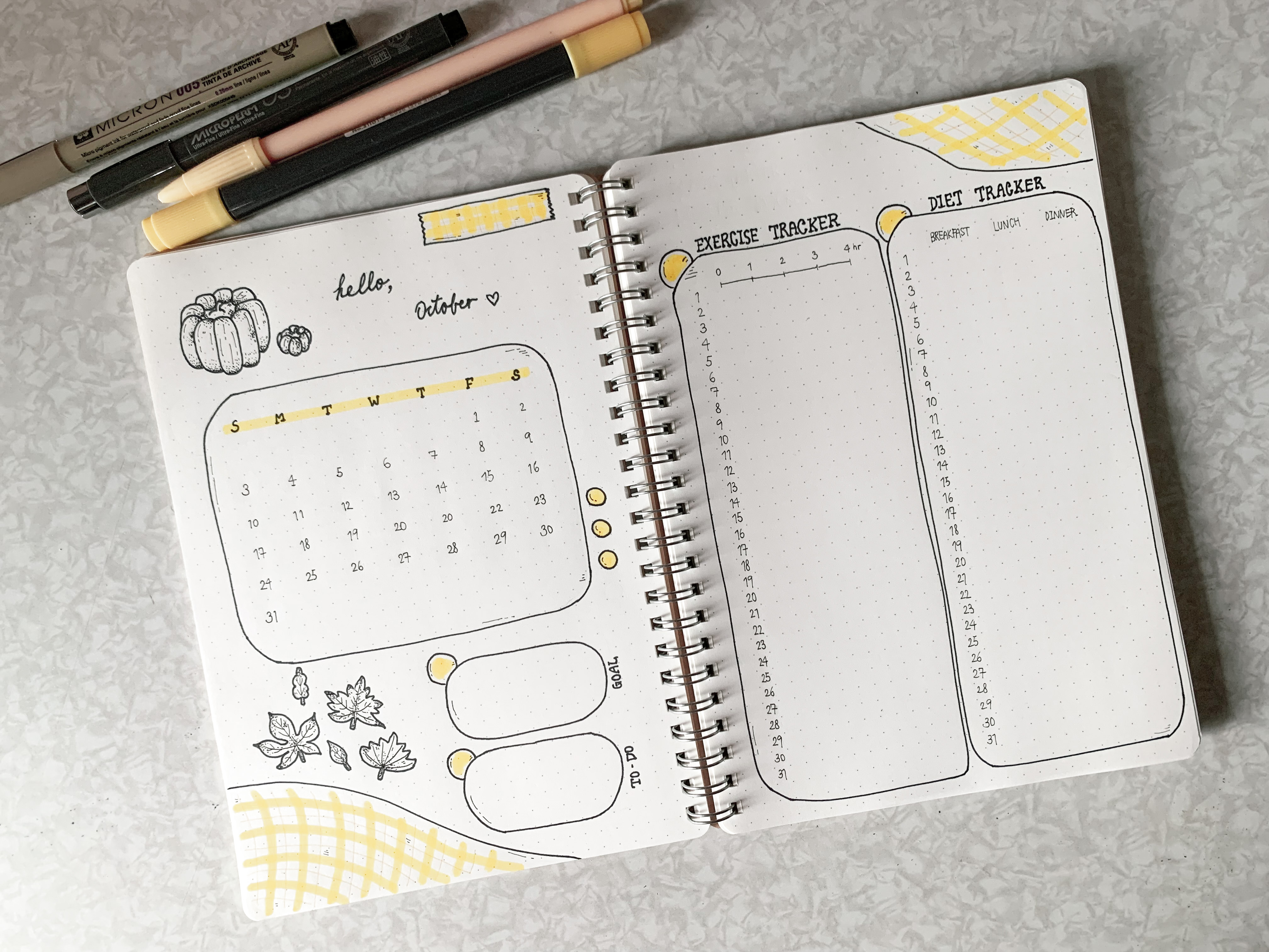 Bullet journal monthly spread ideas #2 - Miranda Luk Arts