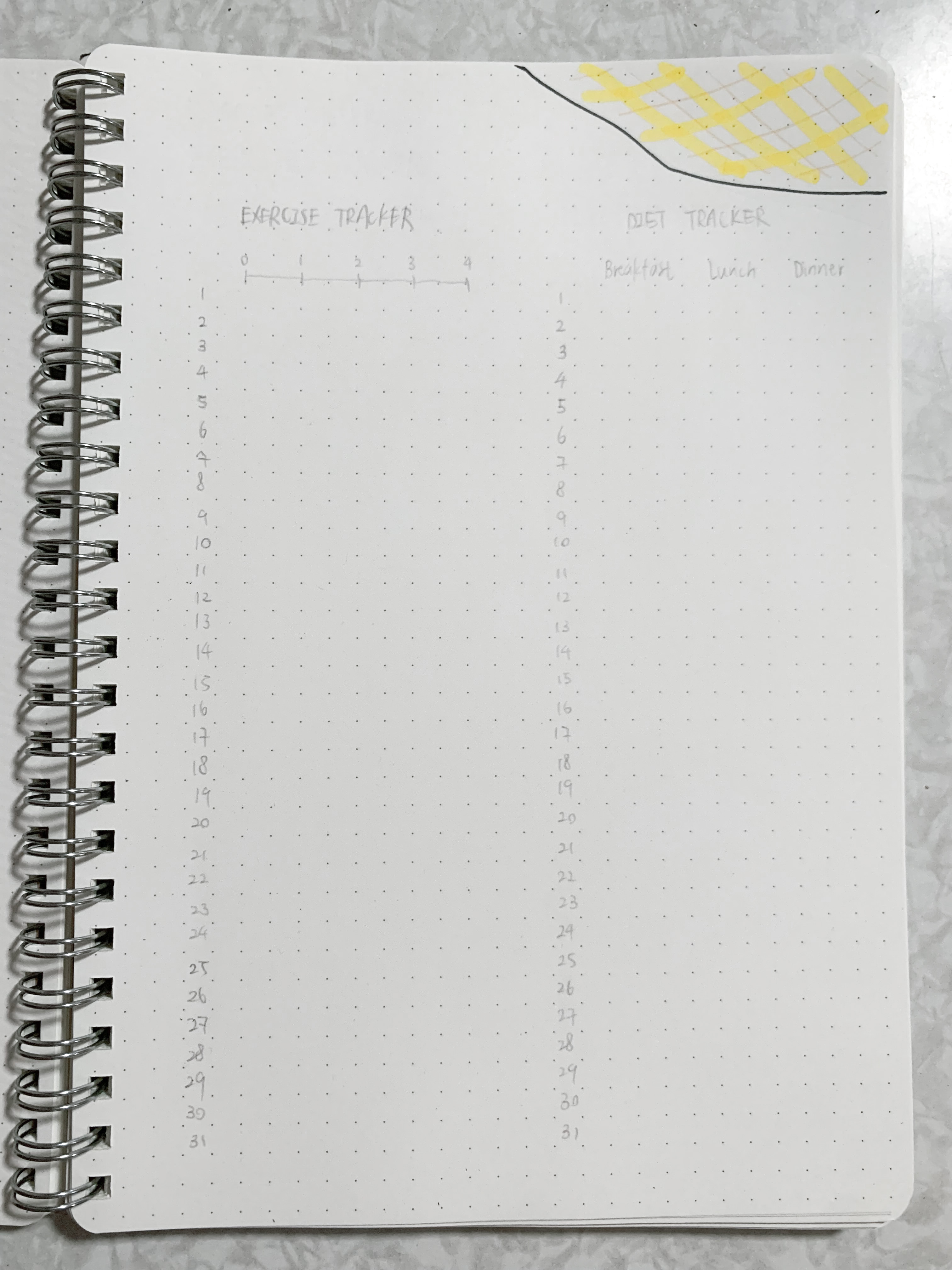 Bullet journal monthly spread ideas #2 - Step 5