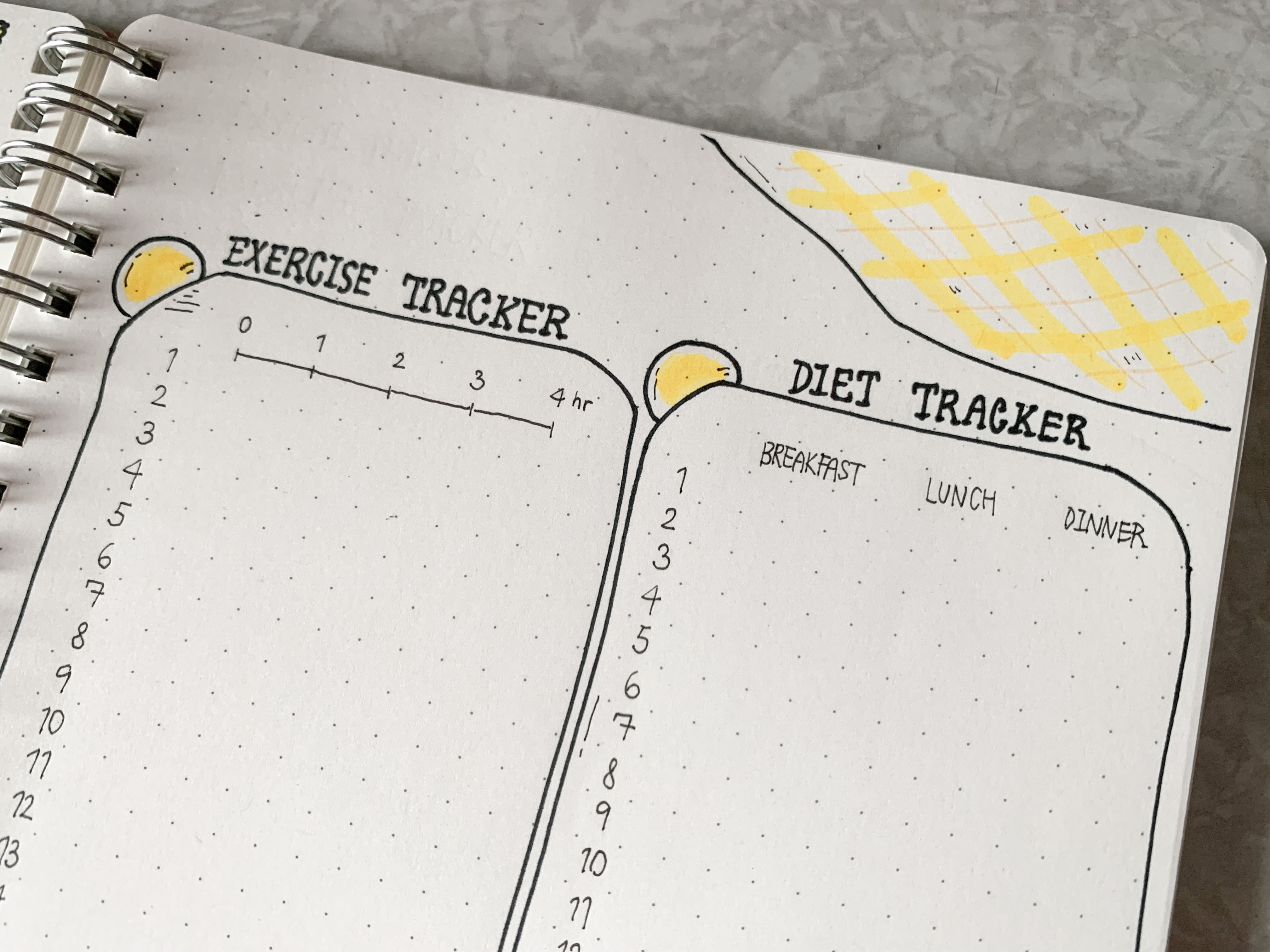 Bullet journal monthly spread ideas #2 - Step 6