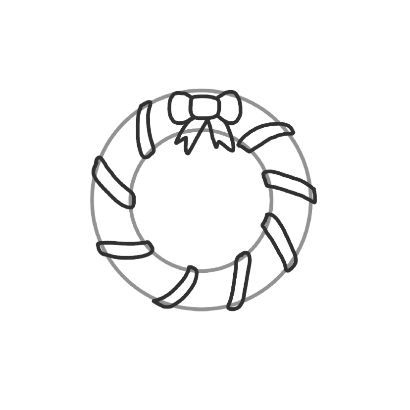 Christmas wreath doodling - Step 3