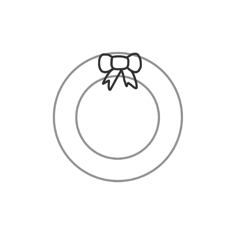 Christmas wreath doodling - Step 2